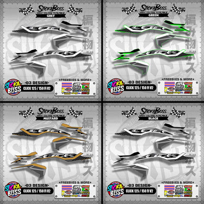 CLICK 125 / 150 Fi V2 DECALS ( 03 DESIGN )【WITH FREEBIES】