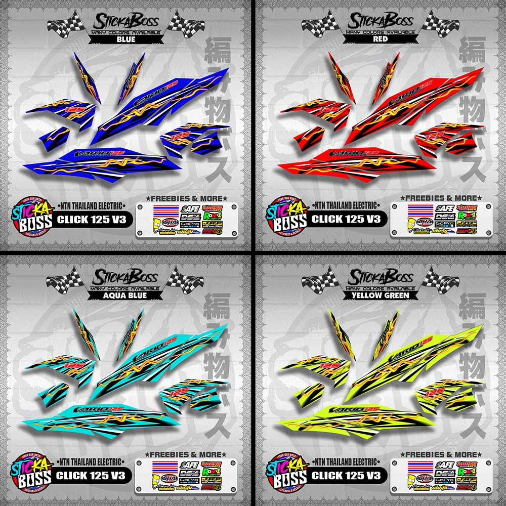 CLICK 125 V3 DECALS ( NTN THAILAND ELECTRIC )【WITH FREEBIES】