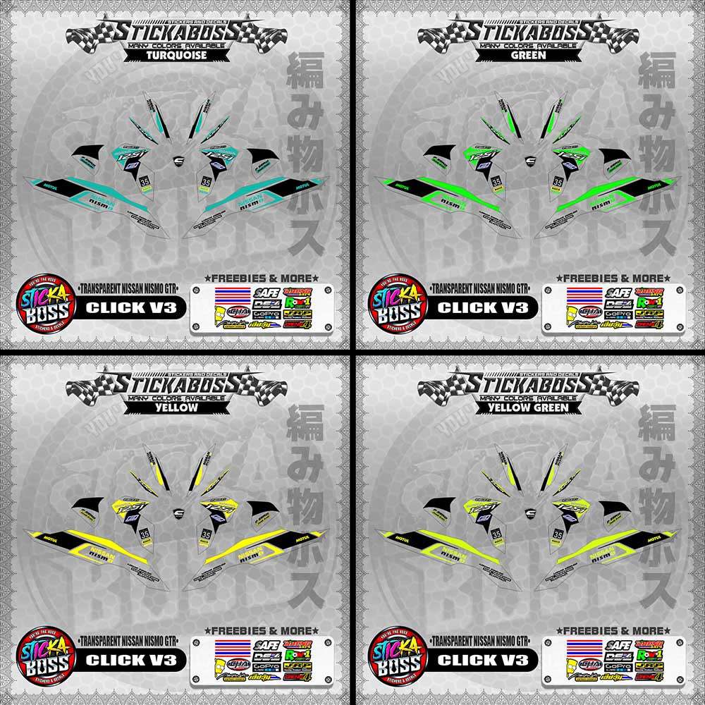 【PREMIUM UV PRINT】TRANSPARENT CLICK V3 STICKER DECALS ( NISSAN NISMO GTR )【WITH FREEBIES】