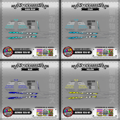 [ PREMIUM UV PRINT ] TRANSPARENT  AEROX 155 V1 DECALS ( NEW 2024 VORTEX )【WITH FREEBIES】