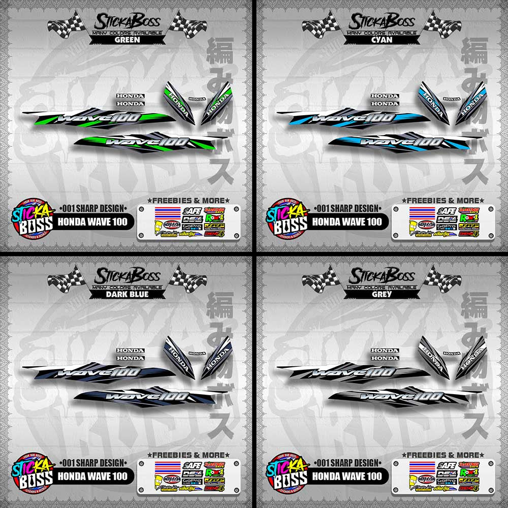 HONDA WAVE 100 DECALS ( 001 SHARP DESIGN )【WITH FREEBIES】