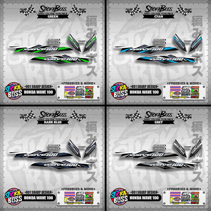HONDA WAVE 100 DECALS ( 001 SHARP DESIGN )【WITH FREEBIES】