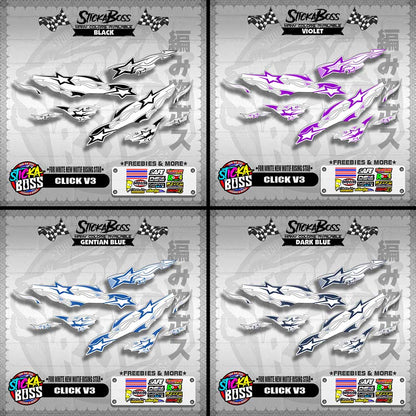 CLICK V3 DECALS ( FOR WHITE NEW MOTIF RISING STAR ) [ PREMIUM GLOSSY LAMINATED ]【WITH FREEBIES】