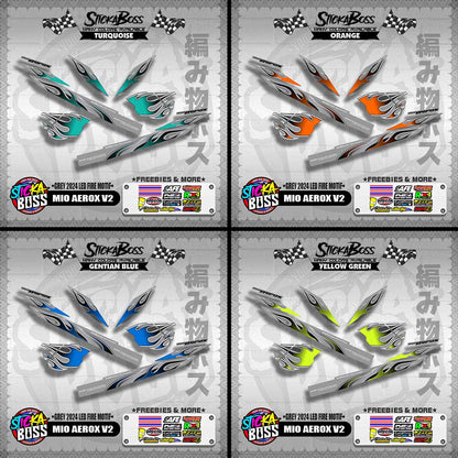 MIO AEROX V2 DECALS ( GREY 2024 LED FIRE MOTIF )【WITH FREEBIES】