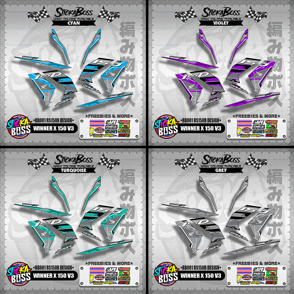 WINNER X 150 V3 DECALS ( BB001 RS150R DESIGN )【WITH FREEBIES】