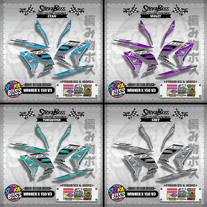 WINNER X 150 V3 DECALS ( BB001 RS150R DESIGN )【WITH FREEBIES】