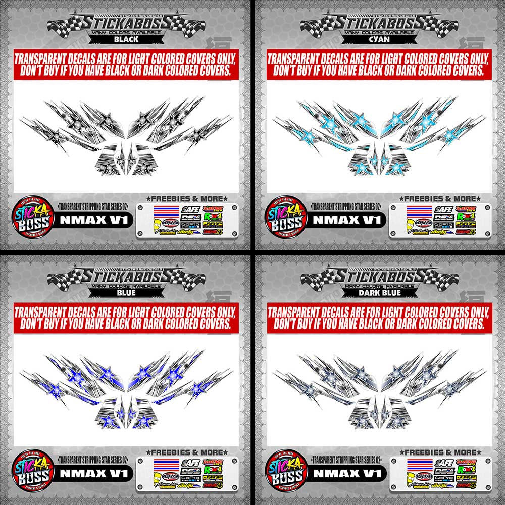 NMAX V1 STICKER DECALS ( TRANSPARENT STRIPPIING STAR SERIES 02 )【WITH FREEBIES】