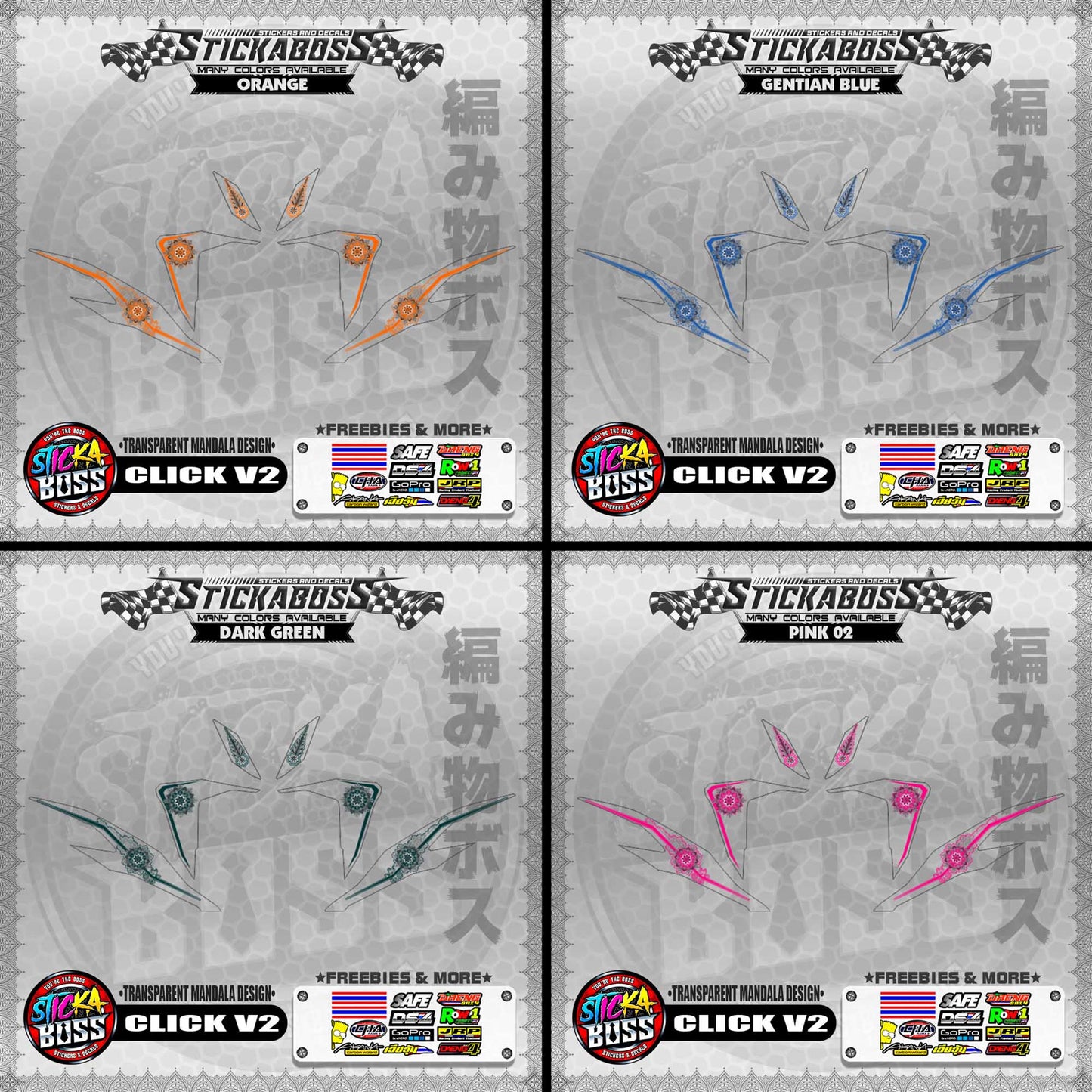 【PREMIUM UV PRINT】TRANSPARENT CLICK V2 DECALS ( MANDALA DESIGN )【WITH FREEBIES】