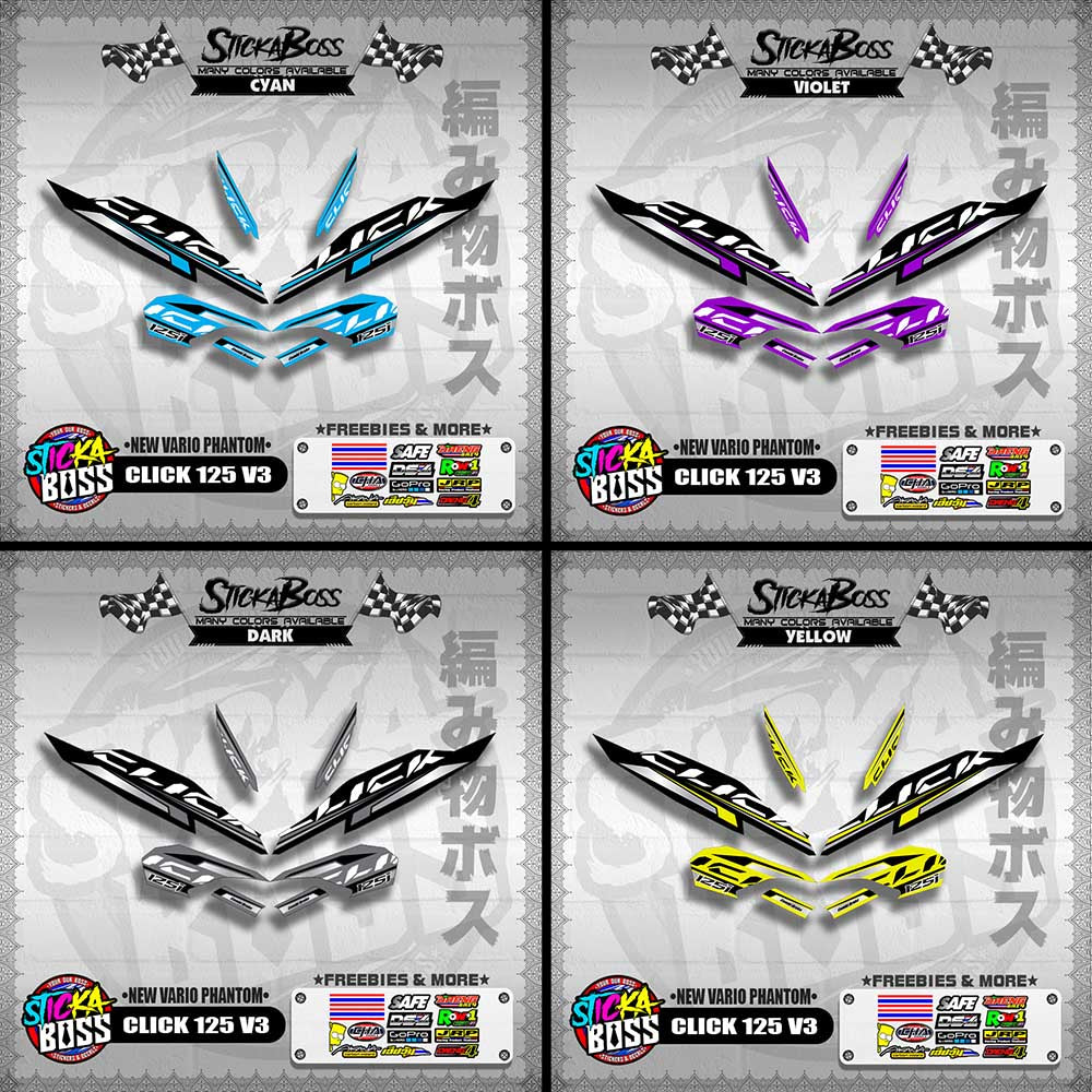 CLICK 125 V3 DECALS ( NEW VARIO PHANTOM )【WITH FREEBIES】