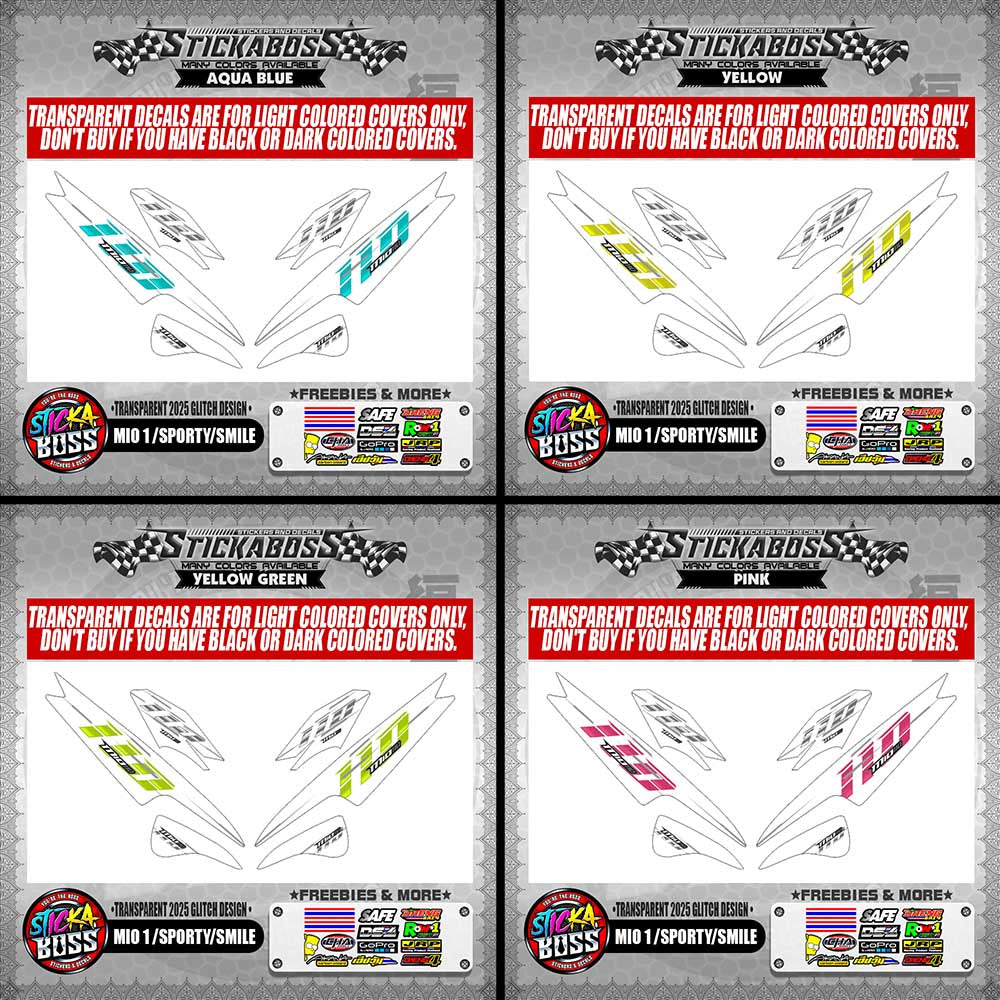 MIO 1/SPORTY/SMILE STICKER DECALS ( TRANSPARENT 2025 GLITCH DESIGN )【WITH FREEBIES】