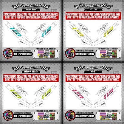 MIO 1/SPORTY/SMILE STICKER DECALS ( TRANSPARENT 2025 GLITCH DESIGN )【WITH FREEBIES】