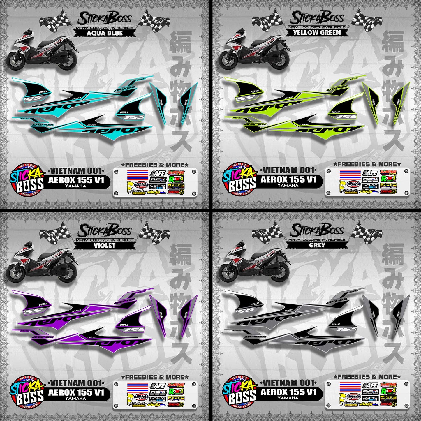 AEROX 155 V1 DECALS ( VIETNAM 001 )【WITH FREEBIES】