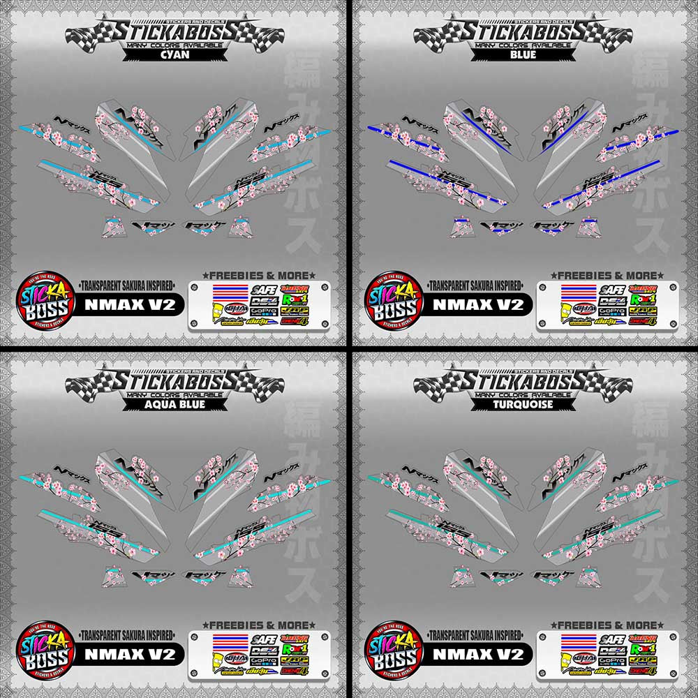 【PREMIUM UV PRINT】TRANSPARENT NMAX V2 STICKER DECALS ( SAKURA INSPIRED )【WITH FREEBIES】