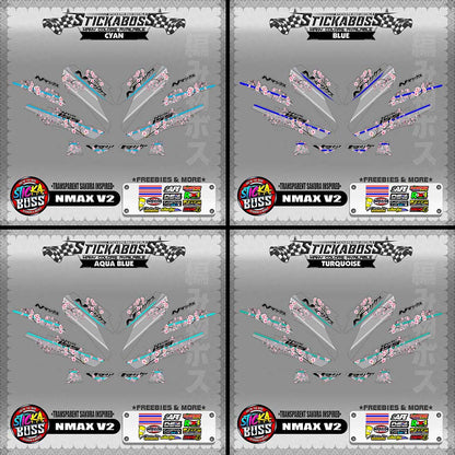 【PREMIUM UV PRINT】TRANSPARENT NMAX V2 STICKER DECALS ( SAKURA INSPIRED )【WITH FREEBIES】