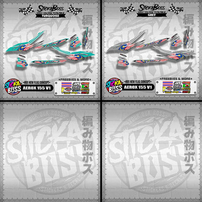 AEROX 155 V1 MALAYSIAN DECALS ( NVX NEW FLAG CONCEPT )【WITH FREEBIES】
