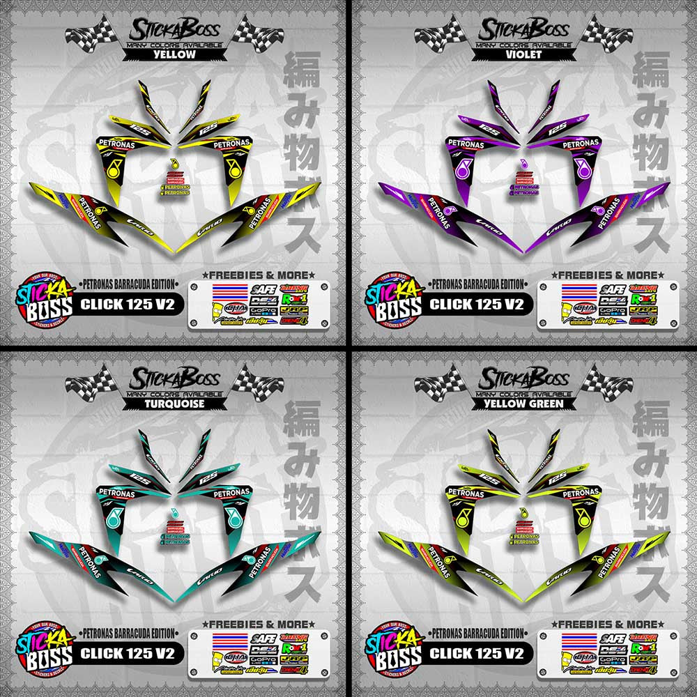 CLICK 125 V2 DECALS ( PETRONAS BARRACUDA EDITION )【WITH FREEBIES】