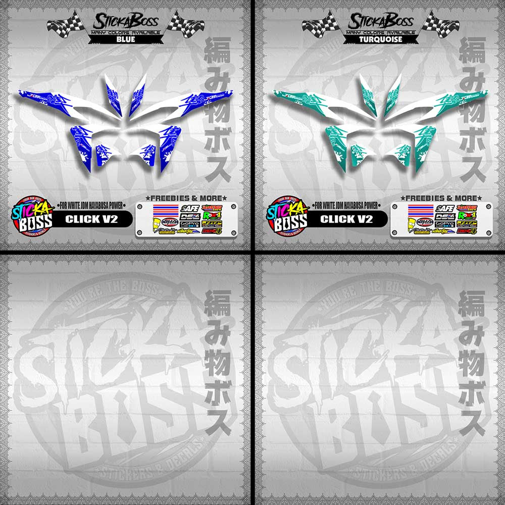 CLICK V2 DECALS ( FOR WHITE JDM HAYABUSA POWER ) [ PREMIUM GLOSSY LAMINATED ]【WITH FREEBIES】