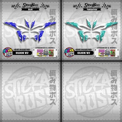 CLICK V2 DECALS ( FOR WHITE JDM HAYABUSA POWER ) [ PREMIUM GLOSSY LAMINATED ]【WITH FREEBIES】