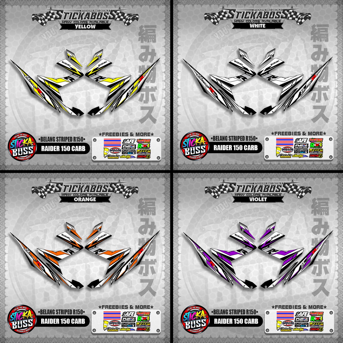 RAIDER 150 CARB STICKER DECALS ( BELANG STRIPED R150 )【WITH FREEBIES】