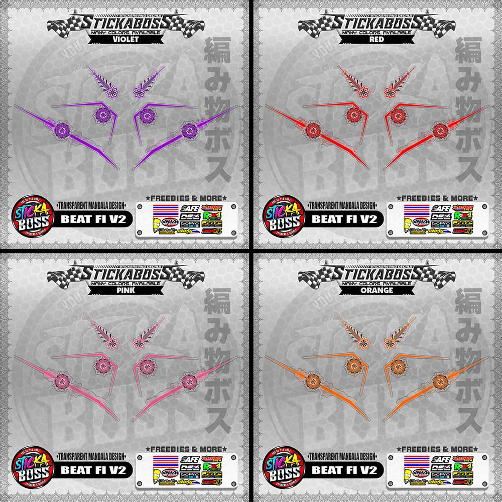 【PREMIUM UV PRINT】TRANSPARENT BEAT FI V2 STICKER DECALS ( MANDALA DESIGN )【WITH FREEBIES】