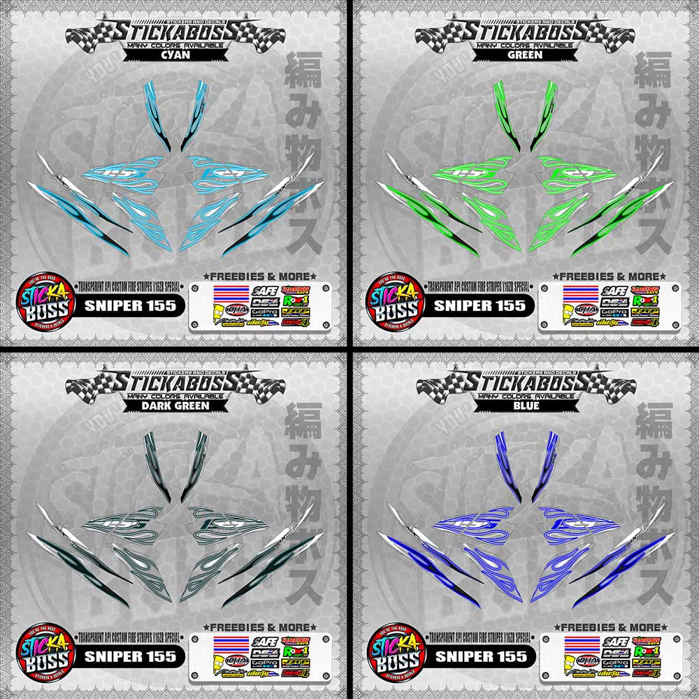 [ PREMIUM UV PRINT ] TRANSPARENT SNIPER 155 STICKER DECALS ( API CUSTOM FIRE STRIPES Y16ZR SPECIAL )