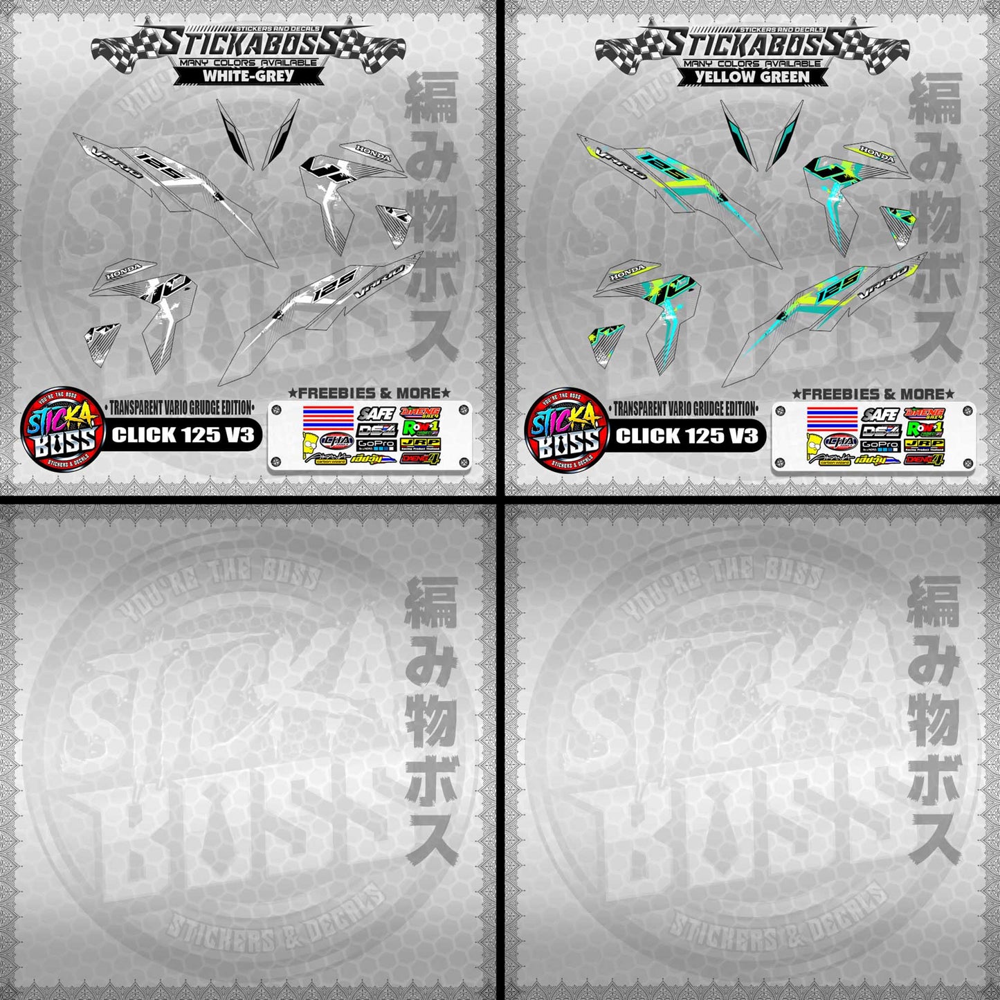 [PREMIUM UV PRINT] TRANSPARENT CLICK 125 V3 DECALS ( VARIO GRUDGE EDITION )【WITH FREEBIES】