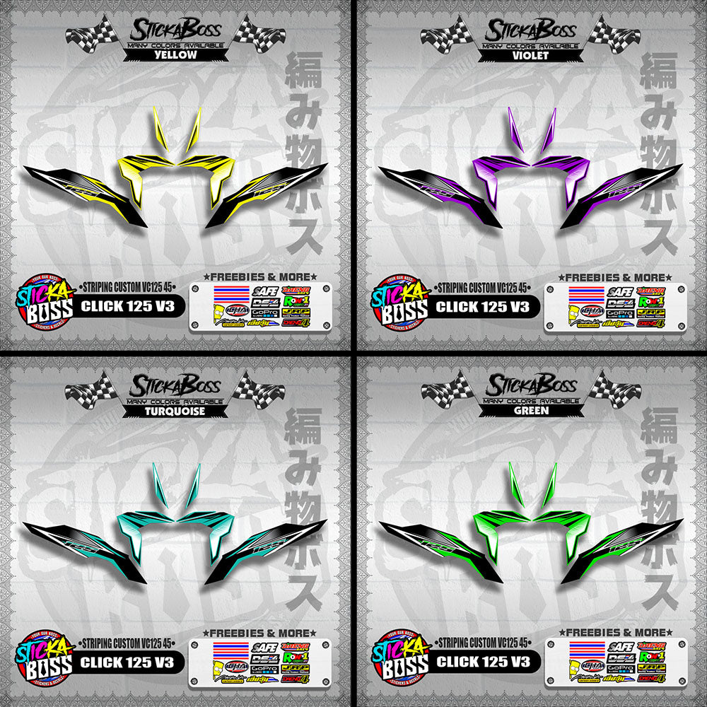 CLICK 125 V3 DECALS ( STRIPING CUSTOM VC125 45 )【WITH FREEBIES】