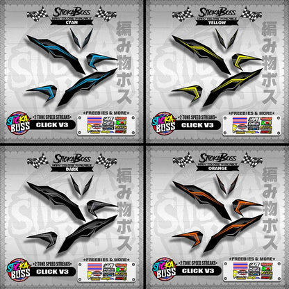 CLICK V3 DECALS ( 2 TONE SPEED STREAKS )【WITH FREEBIES】