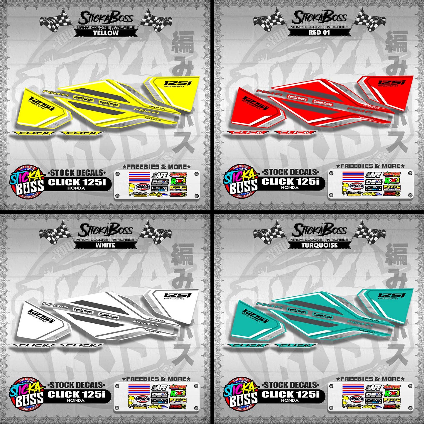 CLICK 125i V1 ( STOCK DECALS ) 【WITH FREEBIES】