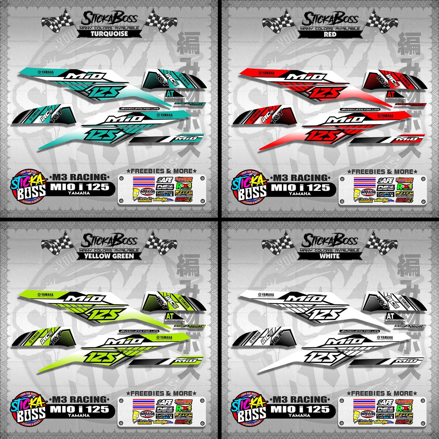 MIO i 125 STOCK DECALS ( M3 RACING ) 【WITH FREEBIES】