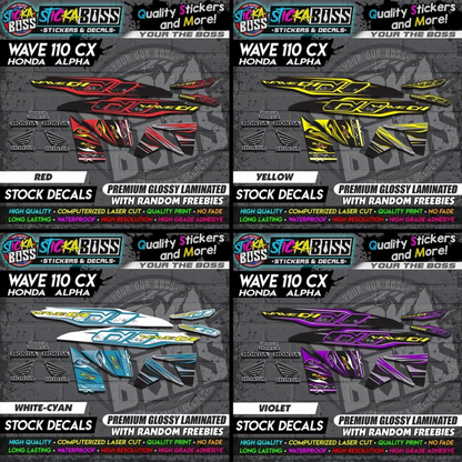 Honda Wave 110 Alpha CX (Stock Decals)【PREMIUM GLOSSY LAMINATED】
