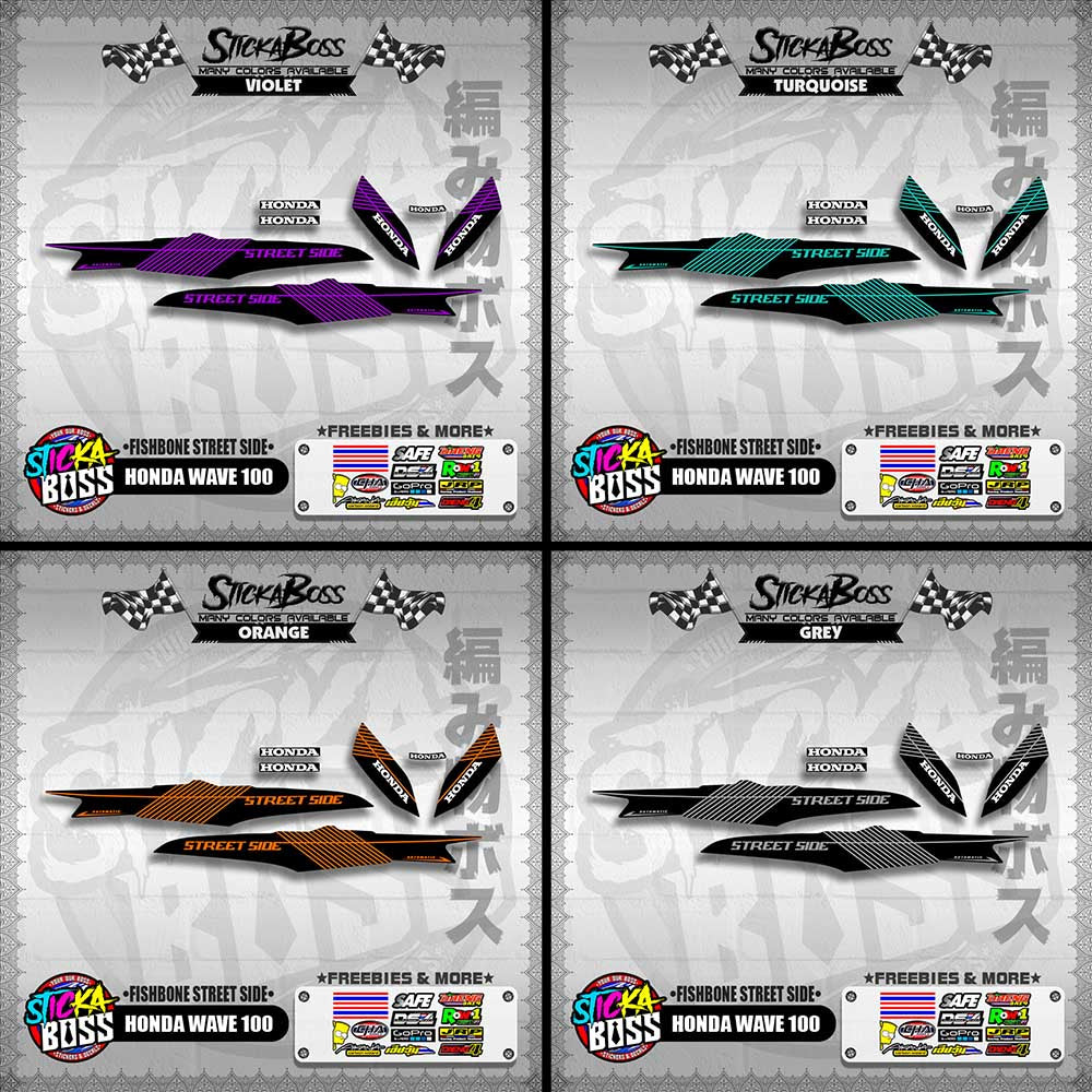 HONDA WAVE 100 DECALS ( FISHBONE STREET SIDE )【WITH FREEBIES】