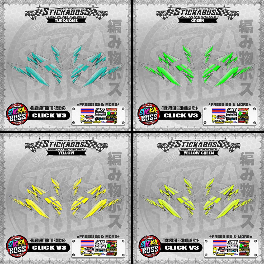 【PREMIUM UV PRINT】TRANSPARENT CLICK 125 V3 STICKER DECALS ( ELECTRO FLASH 2023 )【WITH FREEBIES】