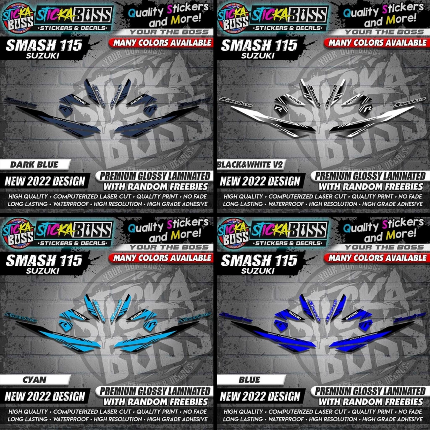Suzuki Smash 115 Stock Decals (NEW 2022 DESIGN)【WITH FREEBIES】