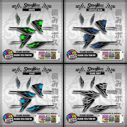 CLICK 125 / 150 V1 DECALS ( FLAME DESIGN )【WITH FREEBIES】