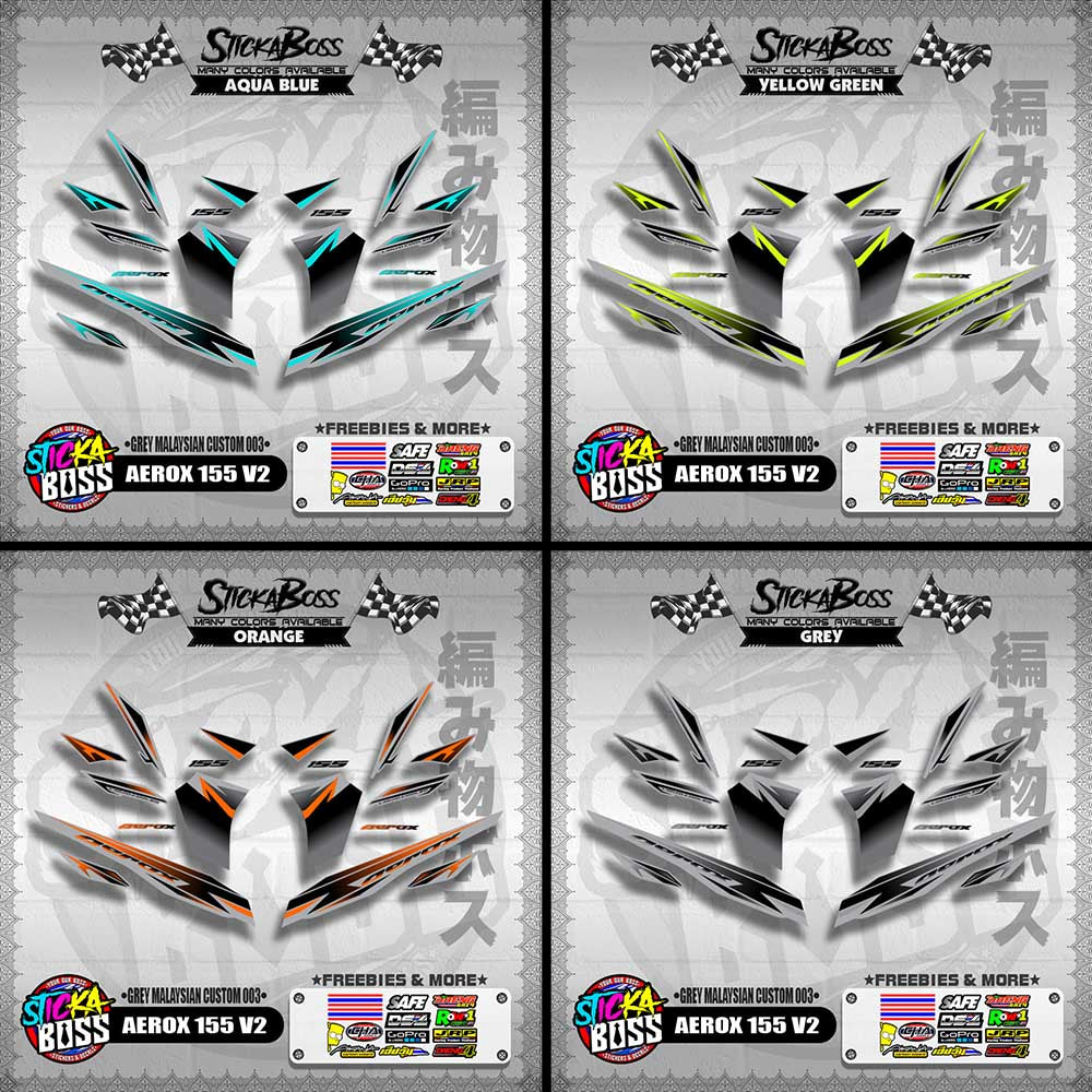AEROX 155 V2 DECALS ( GREY MALAYSIAN CUSTOM 003 )【WITH FREEBIES】
