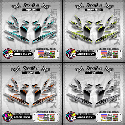 AEROX 155 V2 DECALS ( GREY MALAYSIAN CUSTOM 003 )【WITH FREEBIES】