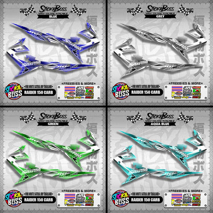 RAIDER 150 CARB DECALS ( FOR WHITE SATRIA JRP THAILAND )【WITH FREEBIES】