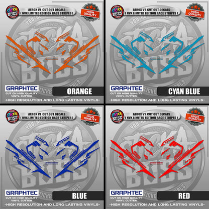 AEROX V1 CUT OUT DECALS ( NVX LIMITED EDITION RACE STRIPES ) | VINYL WATERPROOF CUT-OUT DECALS