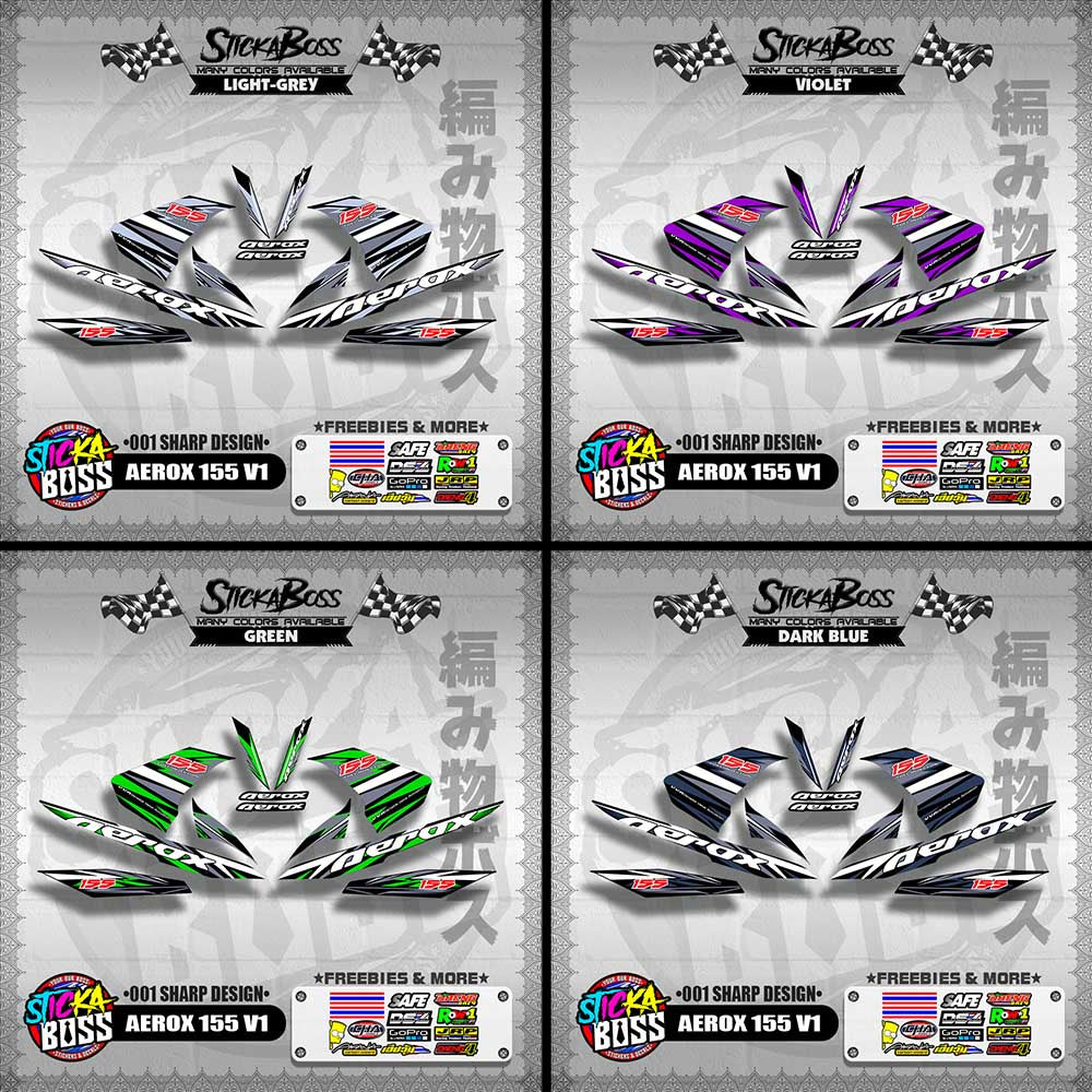 AEROX 155 V1 DECALS ( 001 SHARP DESIGN )【WITH FREEBIES】