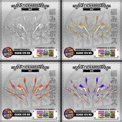 【PREMIUM UV PRINT】TRANSPARENT CLICK 125 V3 DECALS ( STRIPING MOTIF 56 )【WITH FREEBIES】