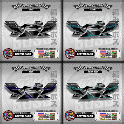 BEAT V1 CARB STICKER DECALS ( ZBS CARBU )【WITH FREEBIES】
