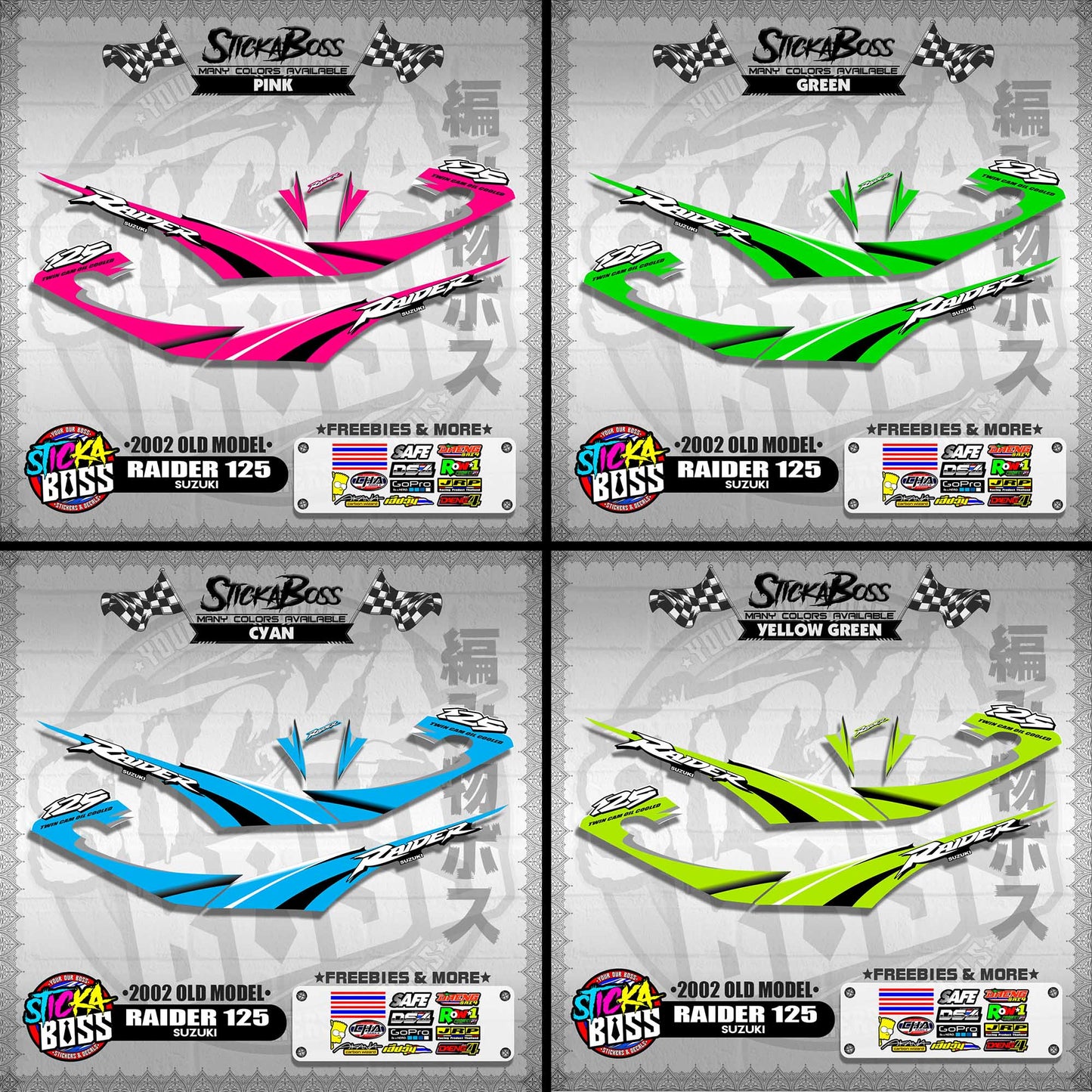 RAIDER 125 DECALS ( 2002 OLD MODEL )【WITH FREEBIES】