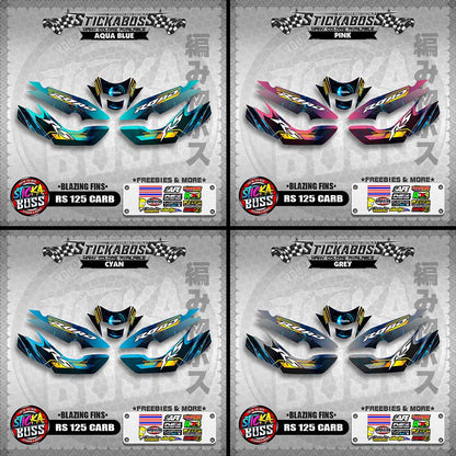 RS 125 CARB STICKER DECALS ( BLAZING FINS )【WITH FREEBIES】