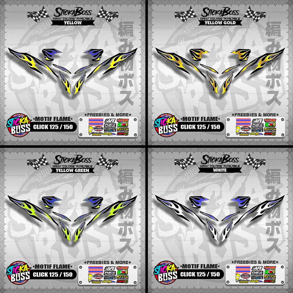 CLICK 125 / 150 V2 DECALS ( MOTIF FLAME )【WITH FREEBIES】