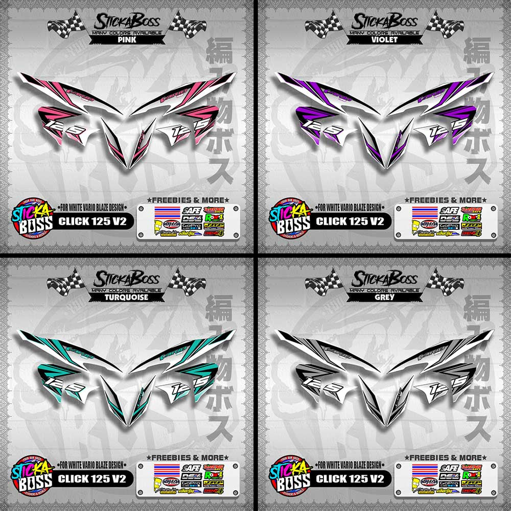 CLICK 125 V2 DECALS ( FOR WHITE VARIO BLAZE DESIGN )【WITH FREEBIES】
