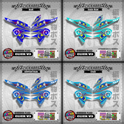 CLICK V3 MALAYSIAN STICKER DECALS ( BUDDHA FLAG )【WITH FREEBIES】