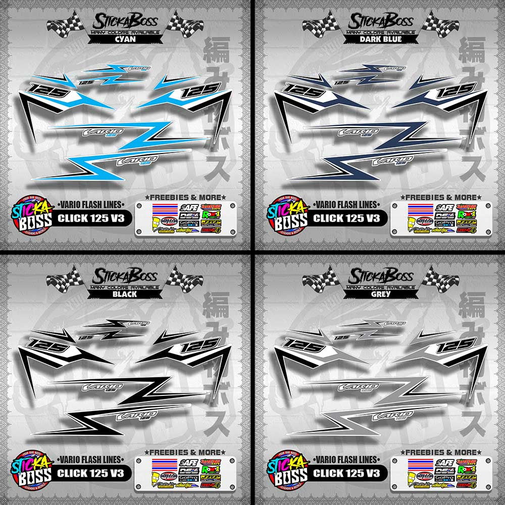 CLICK 125 V3 DECALS ( VARIO FLASH LINES )【WITH FREEBIES】