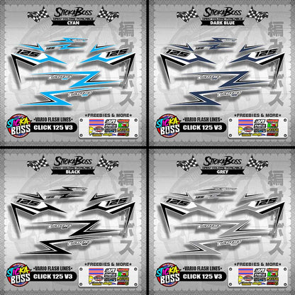 CLICK 125 V3 DECALS ( VARIO FLASH LINES )【WITH FREEBIES】