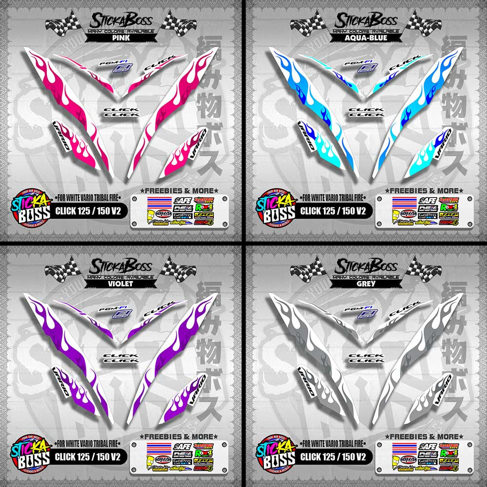CLICK 125 / 150 V2 DECALS ( FOR WHITE VARIO TRIBAL FIRE )【WITH FREEBIES】